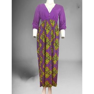 70s Purple Psychedelic Maxi Dress